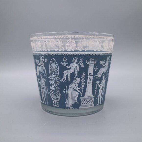 Jeanette Glass Wedgwood Style Grecian Blue Hellenic Glass Ice Bucket - Picture 3 of 6